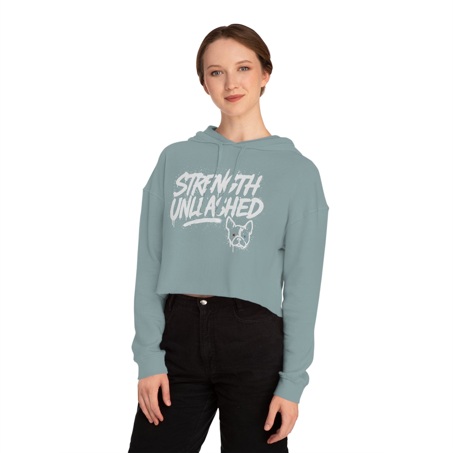 Strength Unleashed Cropped Hoodie, Side Eye Strength, Gym fit