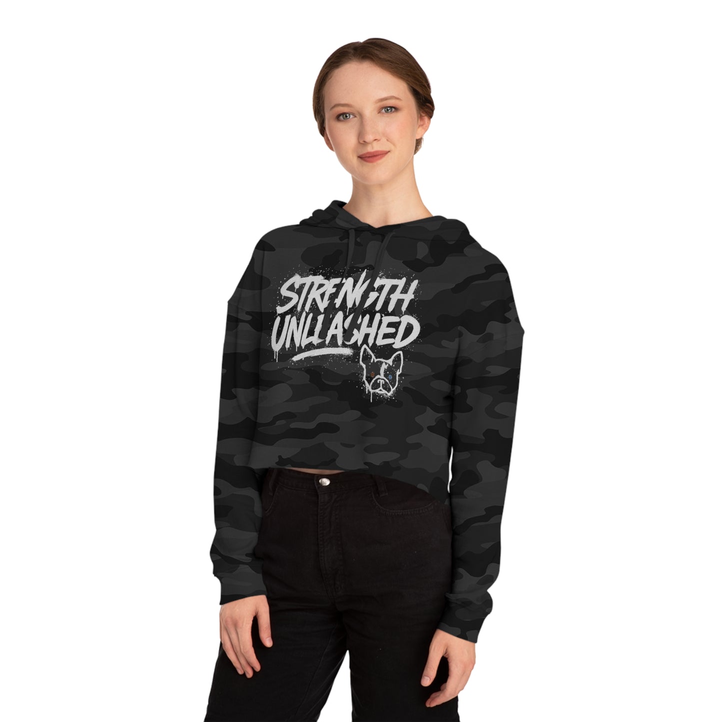 Strength Unleashed Cropped Hoodie, Side Eye Strength, Gym fit